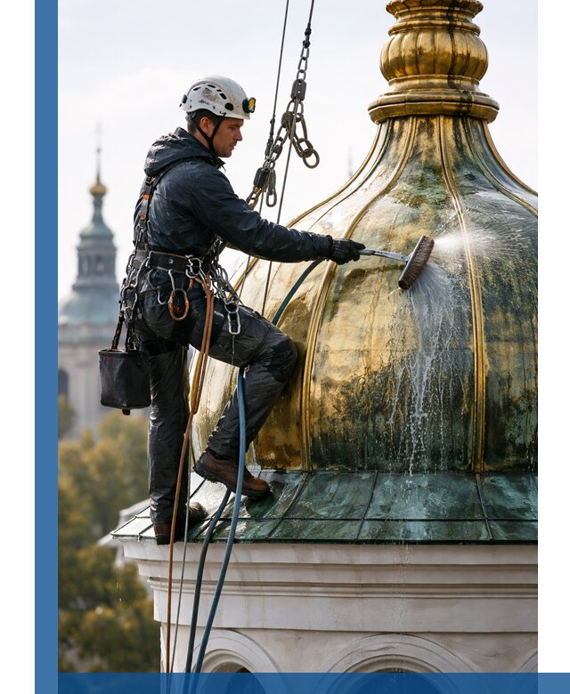 Профессиональная мойка куполов и шпилей высотными альпинистами в Россоши