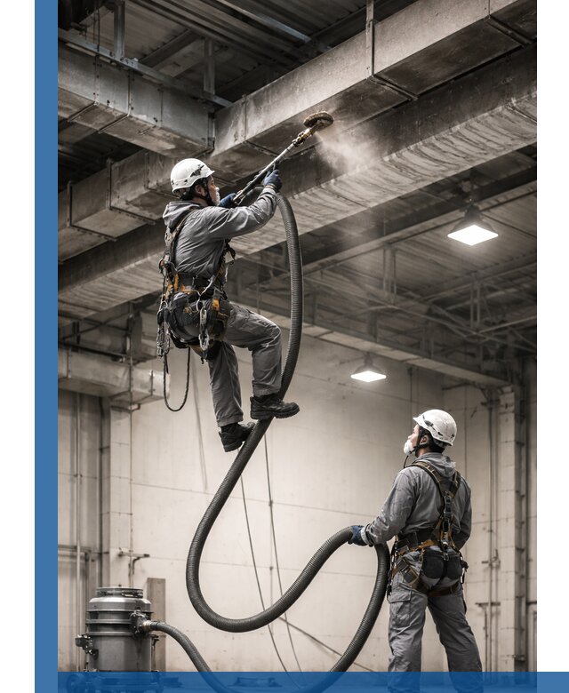 Обеспыливание потолочных конструкций в Россоши промышленным альпинизмом