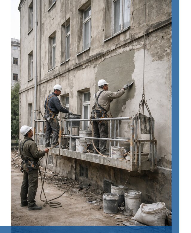 Капитальный ремонт фасада в Россоши от 4355 р. | ВЫСОТНИК-Рсс