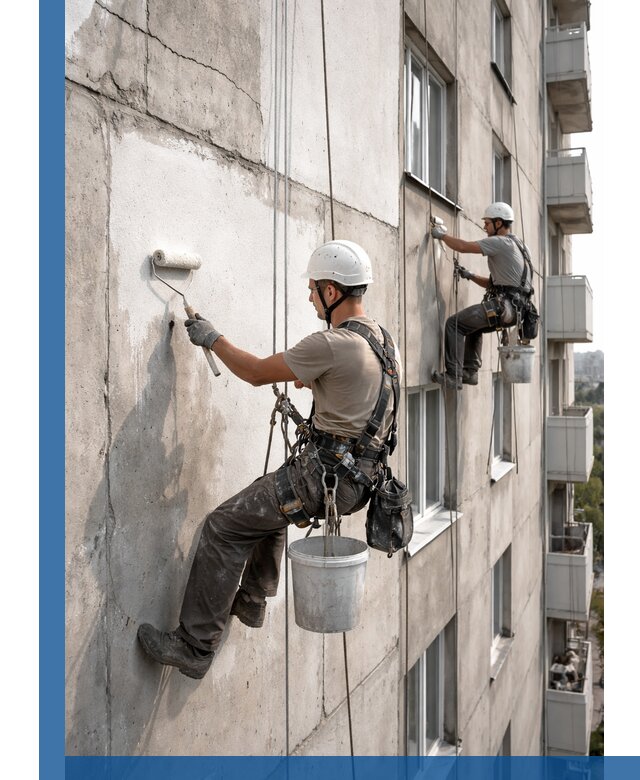 Покраска бетонного фасада в Россоши для жилых и промышленных объектов