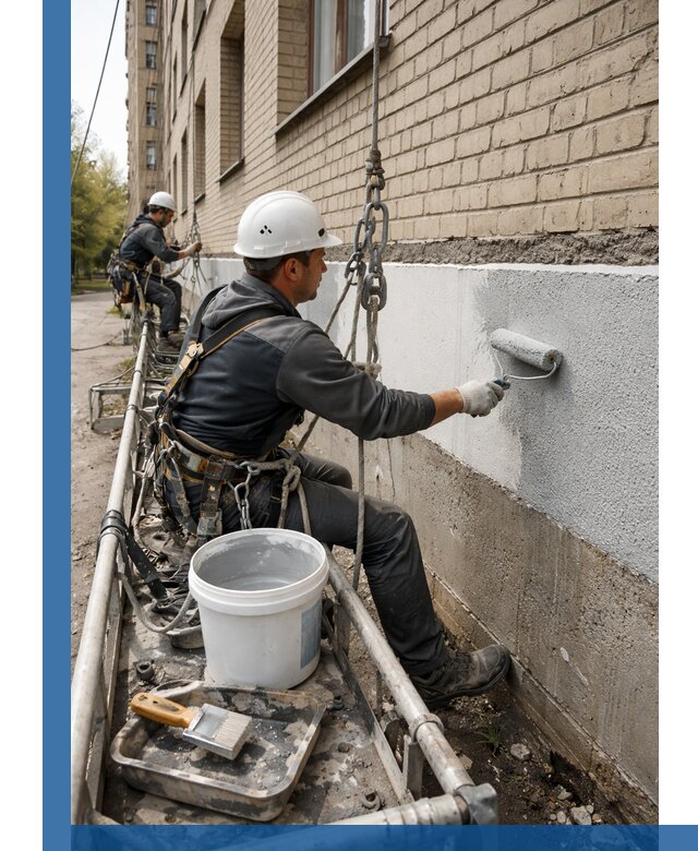 Окраска цоколя здания в Россоши профессионально и надежно