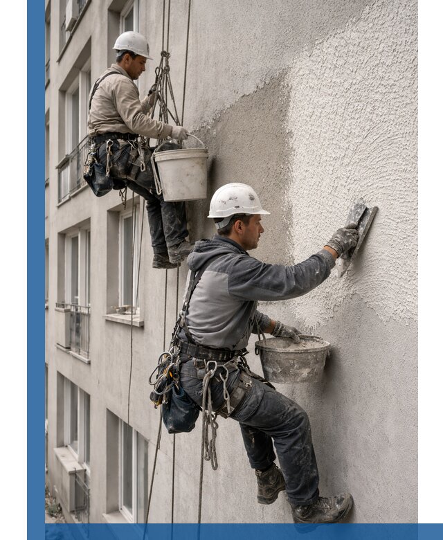 Нанесение декоративной штукатурки короед на фасад в Россоши