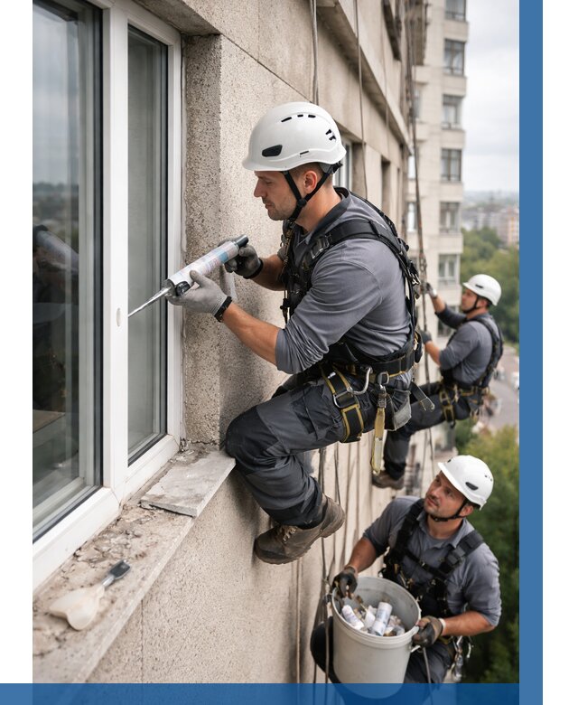 Герметизация оконных швов снаружи в Россоши от 1555 р. | ВЫСОТНИК-Рсс