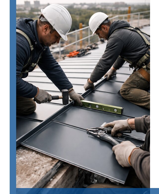 Монтаж фальцевой кровли в Россоши для промышленных зданий