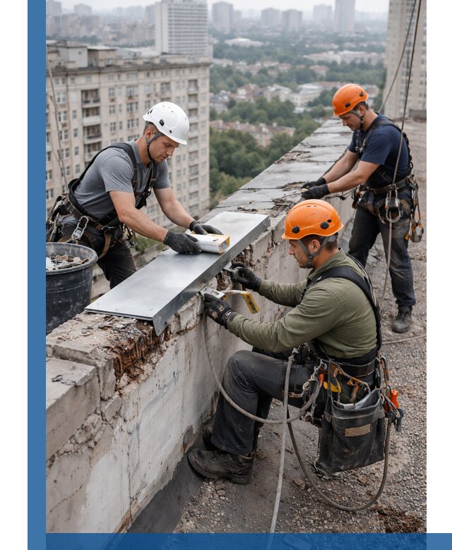 Ремонт парапета на кровле в Россоши, высотные работы с гарантией