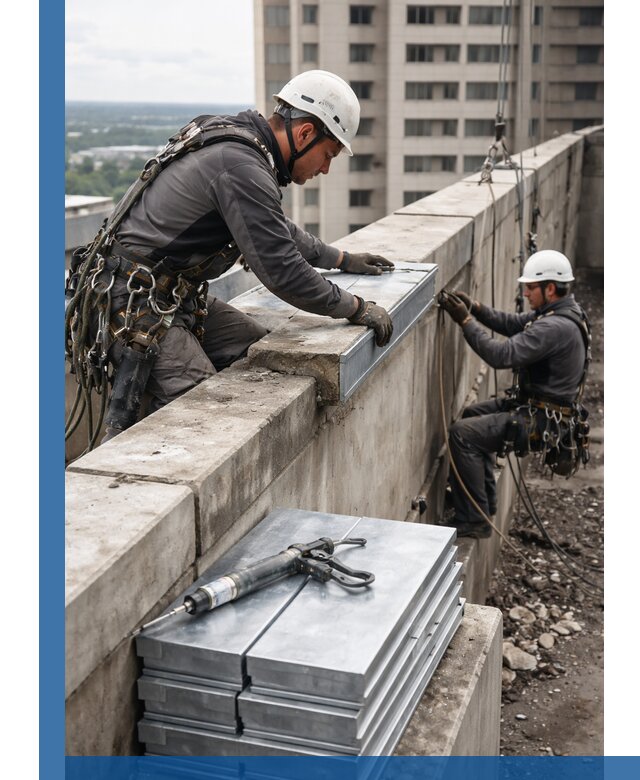 Замена парапетных крышек и установка новых в Россоши