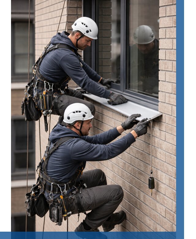 Монтаж оконных отливов под ключ в Россоши от 3629 р. | ВЫСОТНИК-Рсс