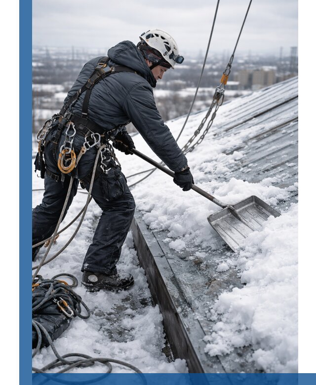 Профессиональная очистка кровли от снега и наледи в Россоши