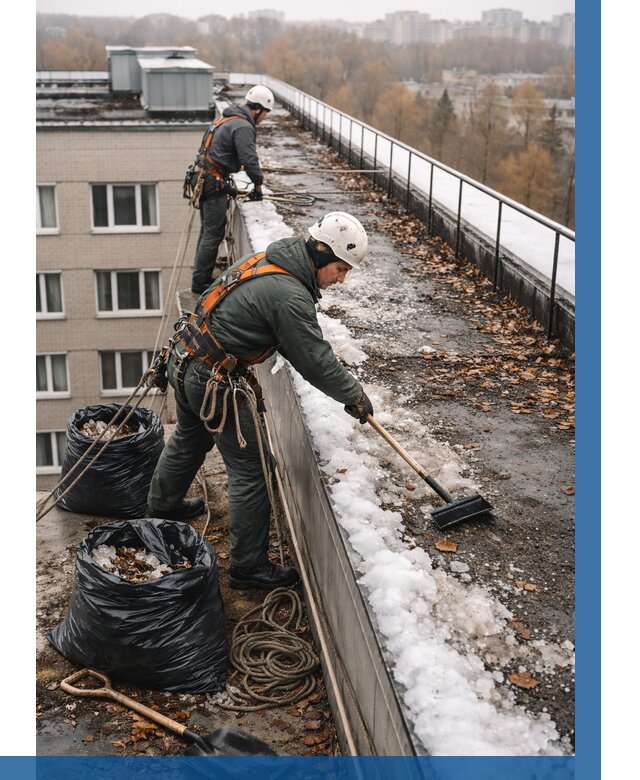 Очистка кровли по периметру в Россоши от 570 р. | ВЫСОТНИК-Рсс