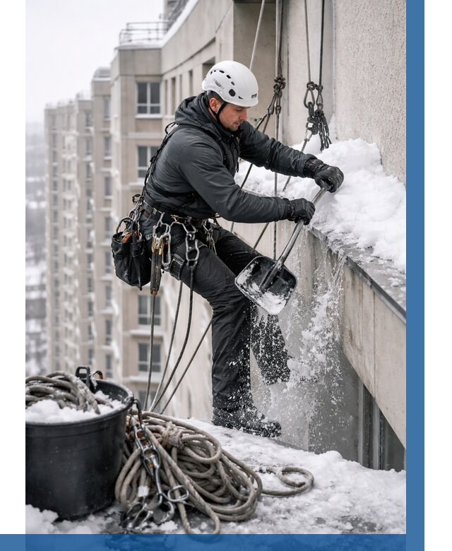 Очистка карнизов от снега в Россоши от 311 р. | ВЫСОТНИК-Рсс