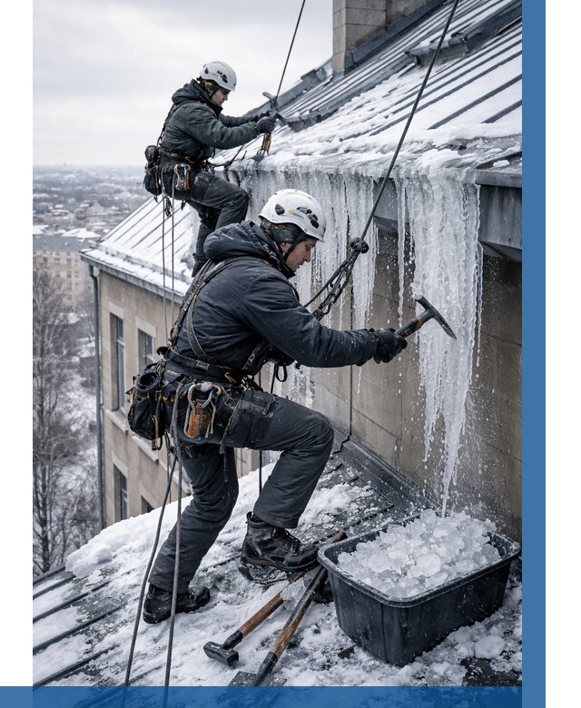 Удаление наледи с кровли в Россоши от 5703 р. | ВЫСОТНИК-Рсс