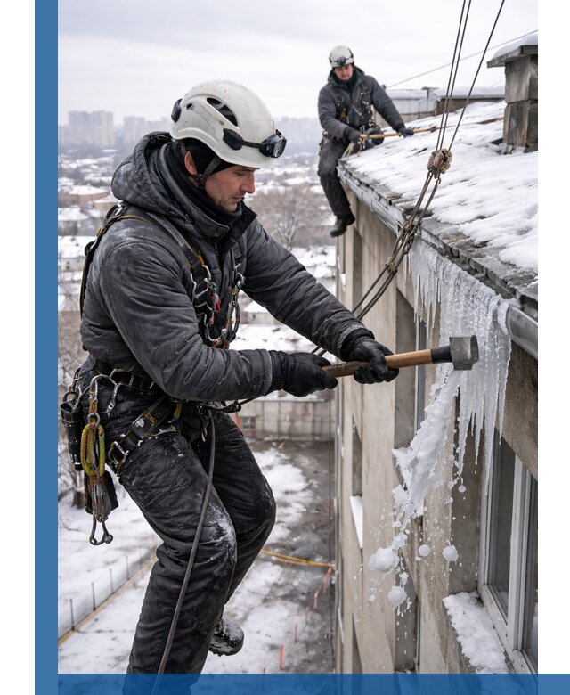 Сбивание и удаление сосулек с крыши в Россоши безопасно