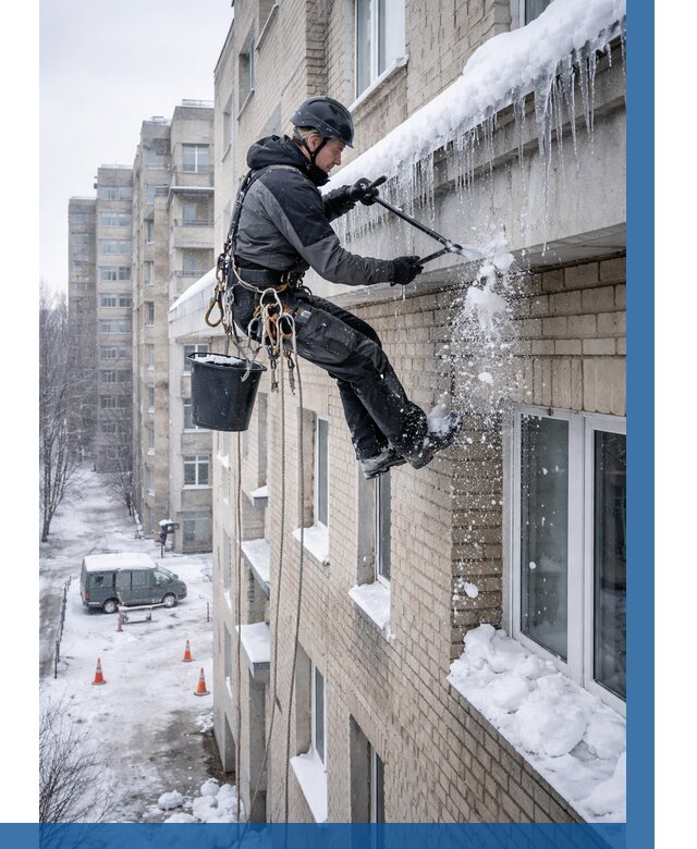 Удаление наледи с карнизов в Россоши от 363 р. | ВЫСОТНИК-Рсс