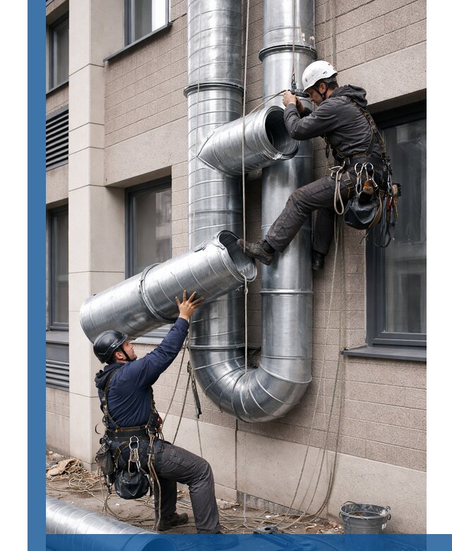 Монтаж фасадных воздуховодов в Россоши с герметизацией и крепежом