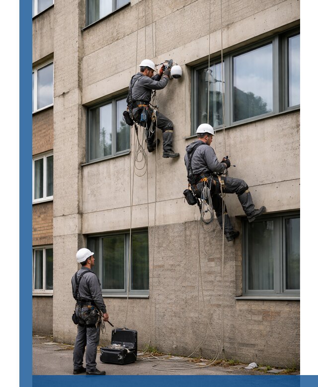 Монтаж фасадных камер видеонаблюдения в Россоши под ключ