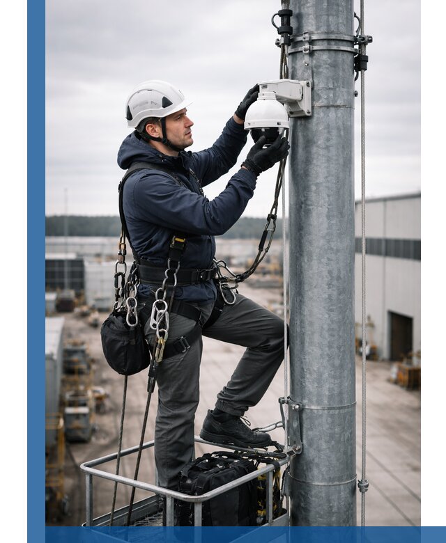 Профессиональная установка видеокамер на мачте в Россоши