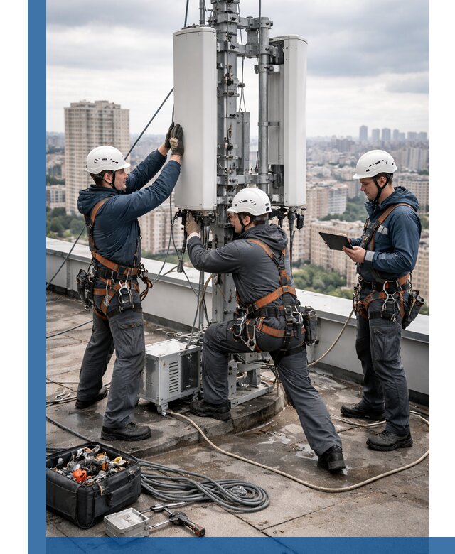 Монтаж антенн связи на крыше в Россоши с вводом в эксплуатацию