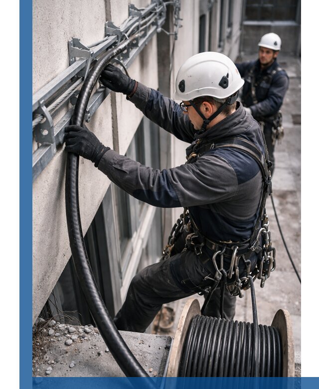 Протяжка кабеля питания на высоте в Россоши с гарантией безопасности и качества