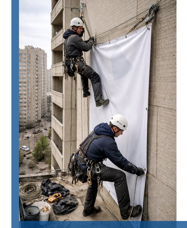 Профессиональный монтаж баннеров на фасаде в Россоши