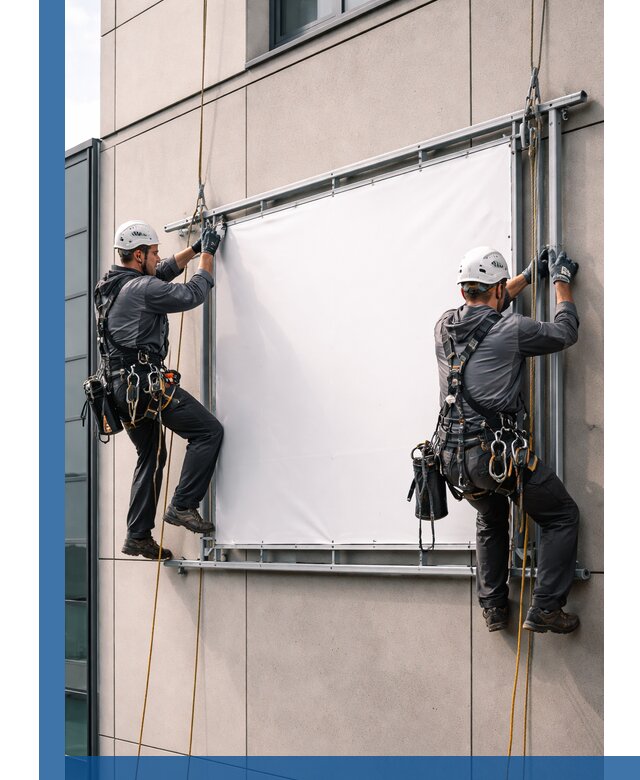 Монтаж наружной рекламной вывески в Россоши под ключ