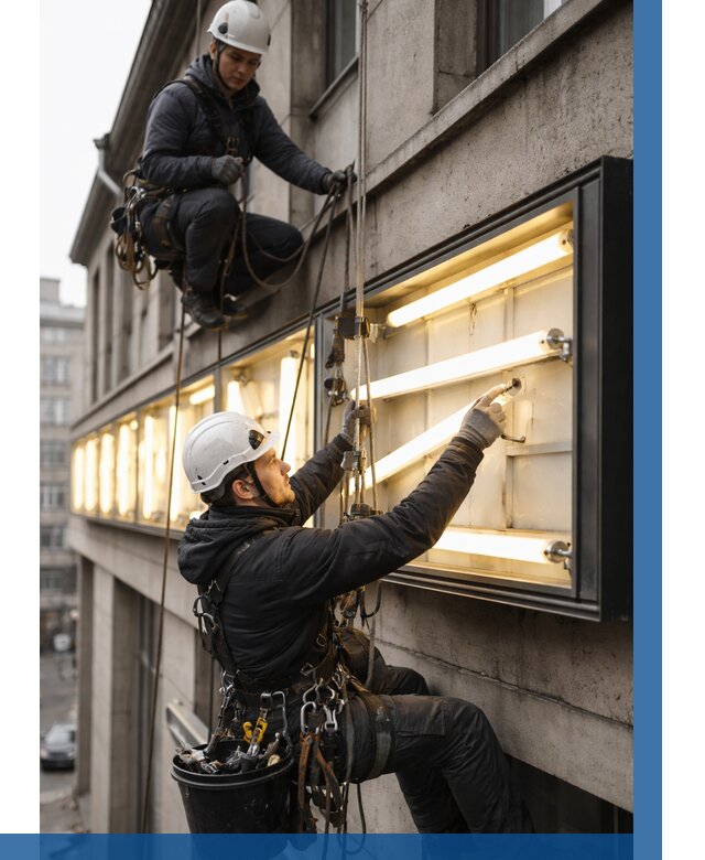 Замена ламп в вывеске в Россоши под ключ от 3629 р. | ВЫСОТНИК-Рсс