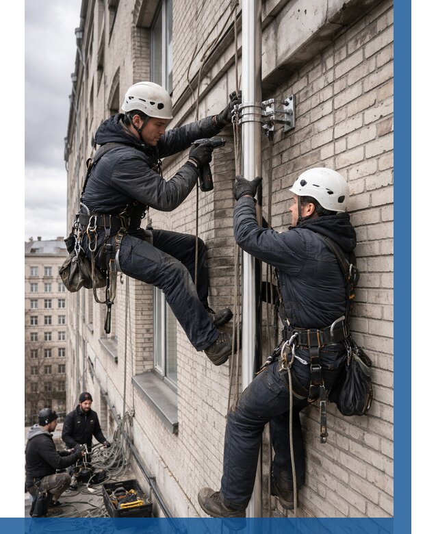 Монтаж флагштока на здании в Россоши от 6740 р. | ВЫСОТНИК-Рсс