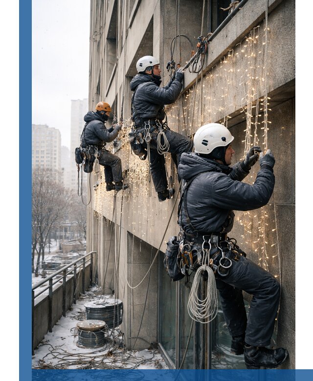 Монтаж новогодней иллюминации и украшение фасадов в Россоши