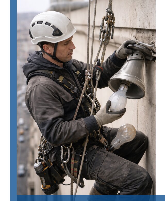 Замена ламп на высоте в Россоши профессионально и быстро