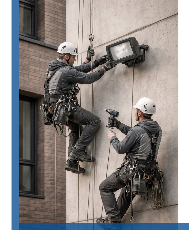 Профессиональный монтаж фасадных прожекторов в Россоши под ключ