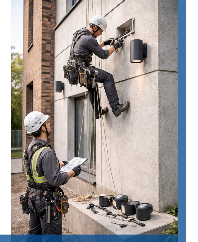 Монтаж фасадного освещения в Россоши от 2592 р. | ВЫСОТНИК-Рсс