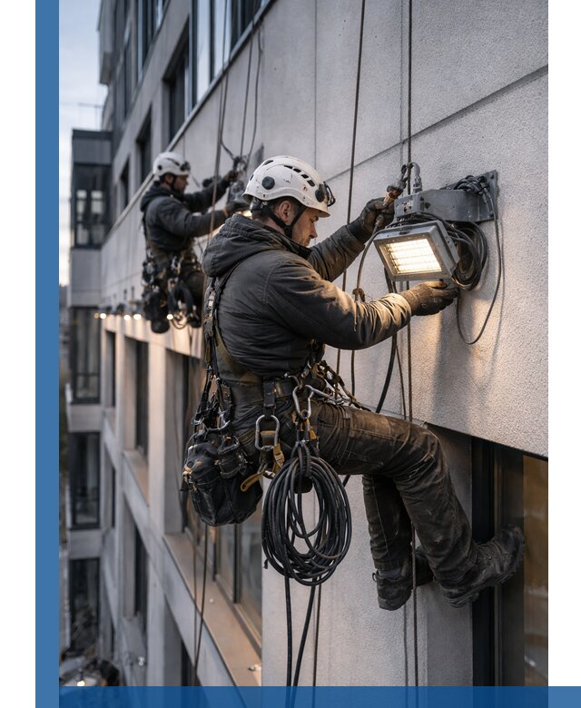 Монтаж фасадного освещения в Россоши установка и подключение