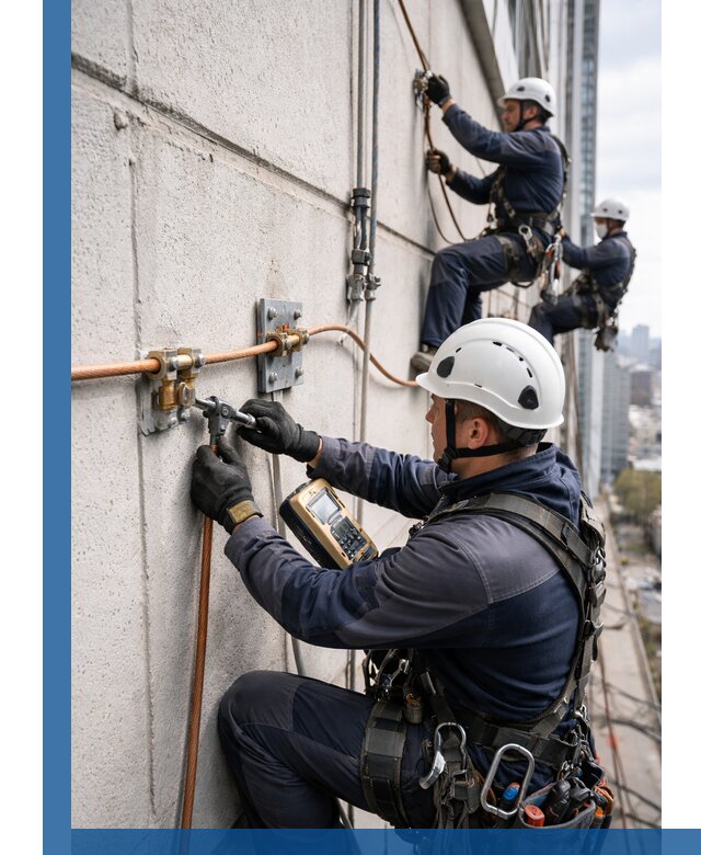 Монтаж системы заземления здания и молниезащиты в Россоши