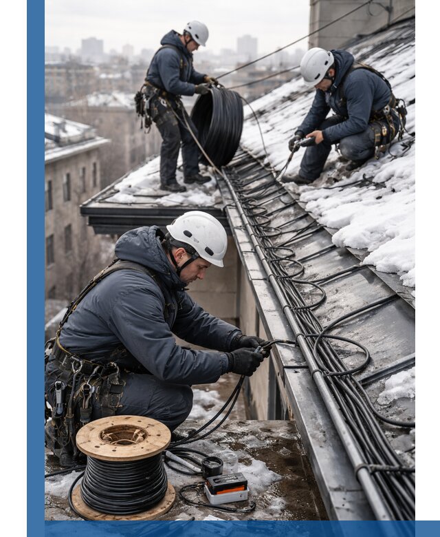 Монтаж греющего кабеля на кровле в Россоши под ключ