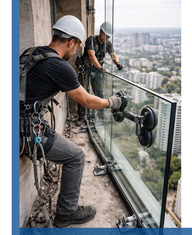 Монтаж стеклянных ограждений под ключ с гарантией в Россоши