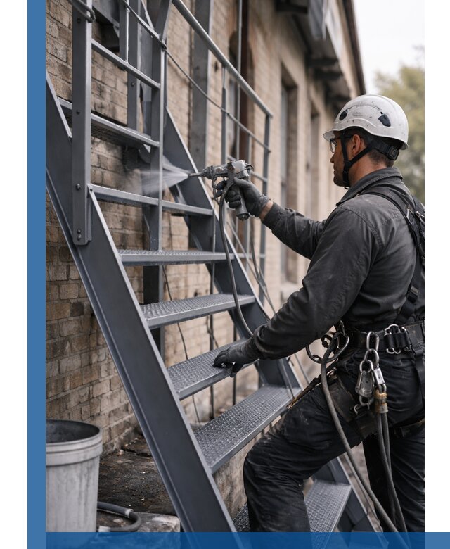 Покраска и антикоррозионная защита пожарных лестниц в Россоши