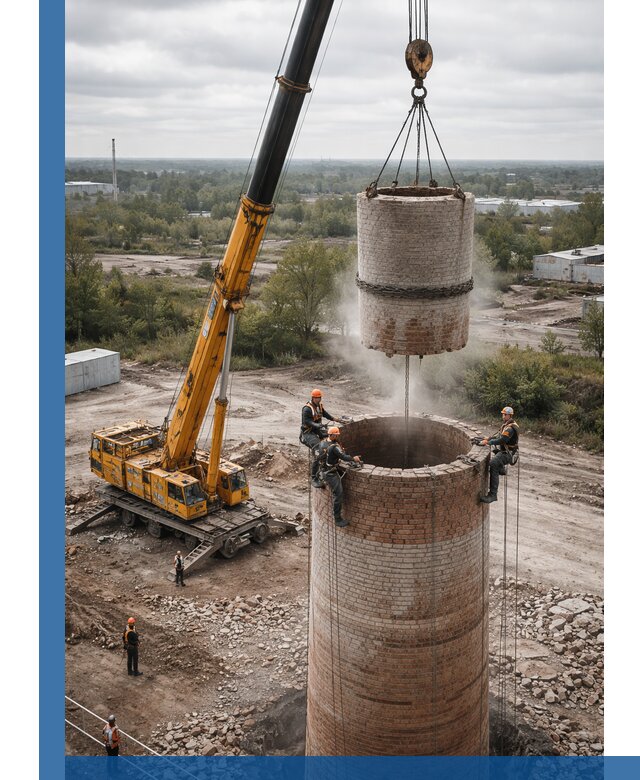 Демонтаж дымовой трубы в Россоши с гарантиями безопасности