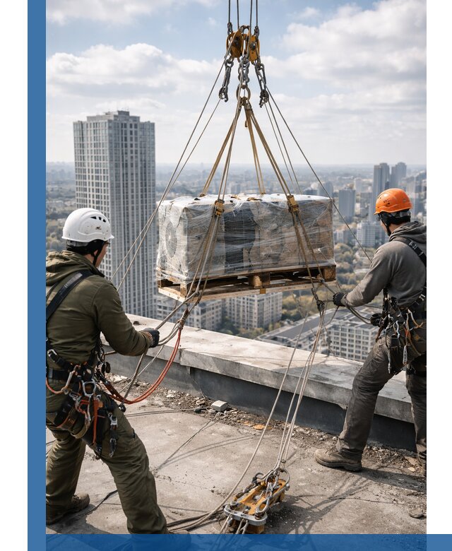 Подъем и монтаж крупногабаритных грузов на крышу в Россоши