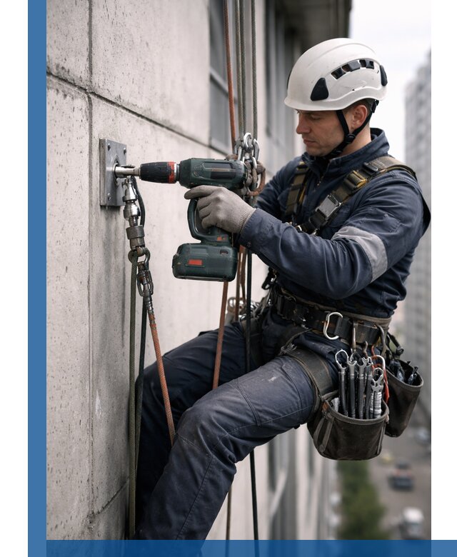 Установка анкерных точек для высотных работ в Россоши